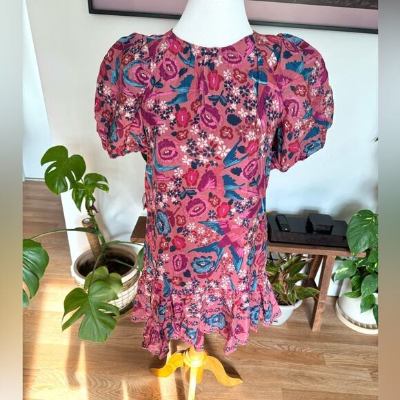 Farm Rio Blush Floral Birds Mini Dress - Picture 5 of 7